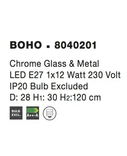 Designová závěsná svítidla NOVA LUCE závěsné svítidlo BOHO chromové sklo a kov E27 1x12W 230V IP20 bez žárovky 8040201