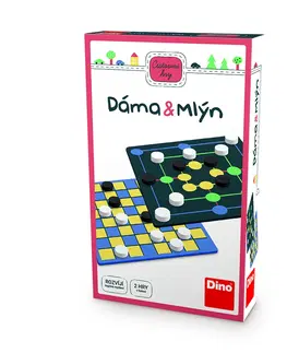Hračky společenské hry DINO - DÁMA A MLÝN Cestovní hra