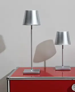 Venkovní osvětlení terasy Sigor Nuindie mini LED dobíjecí stolní lampa, kulatá, USB-C, stříbrná barva