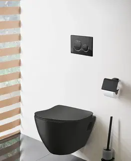 Záchody SAPHO PAULA závěsná WC mísa, 35,5x50cm, černá mat TP325-51SM