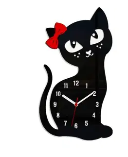 Hodiny ModernClock Nástěnné hodiny Cat černé