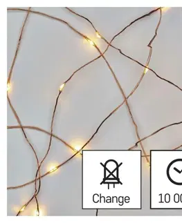 LED osvětlení na baterie EMOS LED vánoční nano řetěz, 1,9 m, 2x AA, vnitřní, teplá bílá, časovač D3AW07