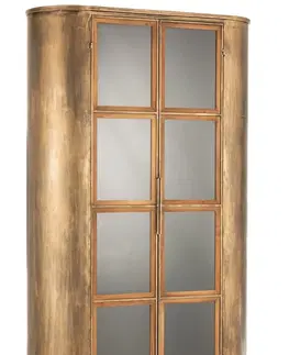 Komody Bronzová antik kovová skříň na nožičkách s prosklenými dveřmi Chlo Antique - 110*42*183 cm J-Line by Jolipa 10330