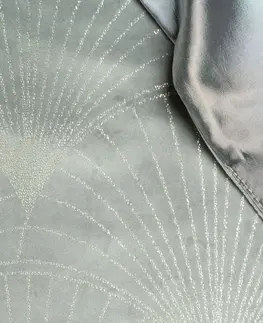 Dekorační ubrusy Sametový středový ubrus s lesklým šedým potiskem