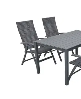 Zahradní stolky Zahradní ratanový stůl CALVIN 150x90 cm (šedá)