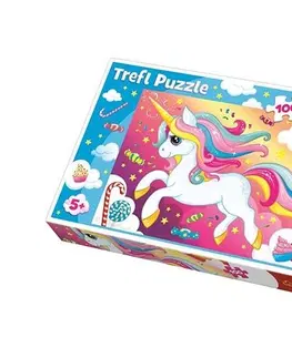 Hračky puzzle TREFL - puzzle Jednorožec se sladkostmi 100