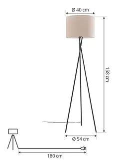Stojací lampy Lindby Lindby Soula stojací lampa látková Ø 40 cm