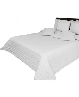 Luxusní přehozy na postel Prošívaný jednobarevný přehoz na postel světle šedé barvy