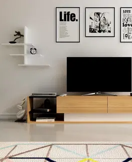Obývací stěny a sestavy nábytku Televizní stěna LIZA bílá teak