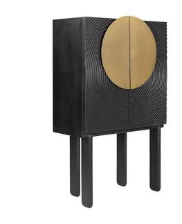 Stylové designové skříně Estila Art deco luxusní šatní skříň Lhotse z mangového masivu a kovu černé barvy se zlatým zdobením 153cm