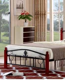 Postele FIBIOUS kovová postel s roštem 140x200 cm, dub