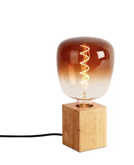 Stolni lampy Venkovská stolní lampa přírodní dřevo včetně LED G140 - Bloc