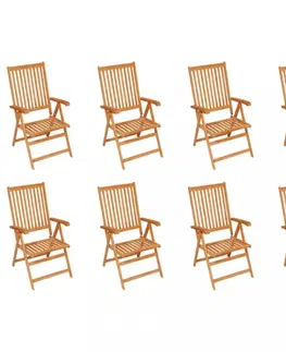 Zahradní židle Zahradní polohovací židle 8 ks akácie / látka Dekorhome Červená / bílá