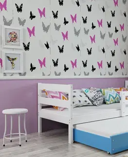 Postele BMS Dětská postel s přistýlkou ERYK 2 | bílá Barva: bílá / modrá, Rozměr: 200 x 90 cm
