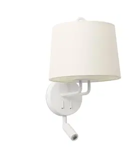 Nástěnná svítidla s látkovým stínítkem FARO MONTREAL nástěnná lampa, bílá, se čtecí lampičkou