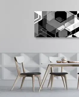 Černobílé obrazy Obraz abstraktní geometrie v černobílém provedení