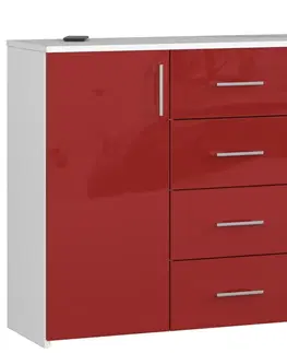 Komody Ak furniture Komoda Torvi K 110,4 cm bílá/červená lesklá