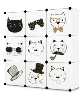 Regály Stylová dětská skříňka s veselými kočičkami