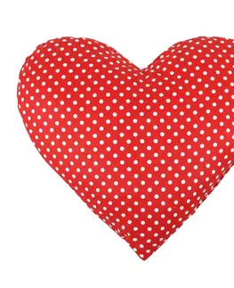 Polštáře Bellatex Tvarovaný polštářek Srdce puntíky červená, 42 x 48 cm