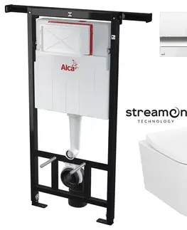 WC sedátka ALCADRAIN Jádromodul předstěnový instalační systém s bílým/ chrom tlačítkem M1720-1 + WC CERSANIT INVERTO + SEDÁTKO DURAPLAST SOFT-CLOSE AM102/1120 M1720-1 IN1