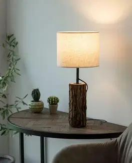 Designové stolní lampy LEUCHTEN DIREKT is JUST LIGHT LED stolní lampa, dřevo, látkové stínidlo,1xE27, šňůrový vypínač