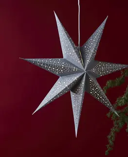 Vánoční světelná hvězda STAR TRADING Papírová hvězda Blinka bez osvětlení Ø60cm stříbro