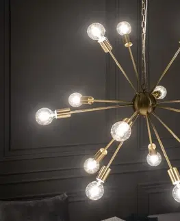 Designové a luxusní noční lampy do ložnice Estila Art-deco designový lustr Astra zlaté barvy ve tvaru paprsků 87cm