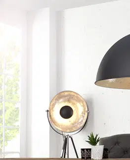 Luxusní designové závěsné lampy Estila Designové elegantní svítidlo Studio černé / stříbrné