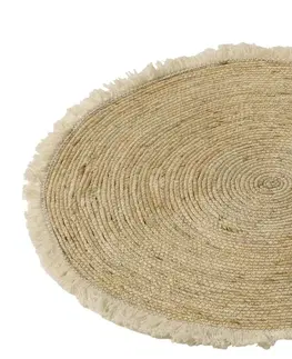 Koberce a koberečky Přírodní kulatý koberec s třásněmi z kukuřičných listů Maize - Ø 70*1 cm J-Line by Jolipa 1549