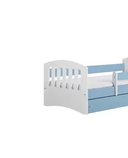 Dětské postýlky Kocot kids Dětská postel Classic I modrá, varianta 80x140, se šuplíky, s matrací