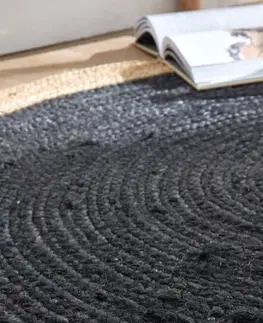 Koberce a koberečky Dvoubarevný kulatý jutový koberec