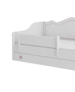 Dětské pokoje Expedo Dětská postel MEKA B + matrace, 80x160, bílá/růžová