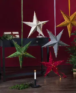 Vánoční světelná hvězda STAR TRADING Hvězda Velvet s Dew Drop LED světel. řetěz červená