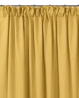 Záclony Závěs Homede Carmena I s řasící páskou typu drak hořčicově žlutý, velikost 150x175