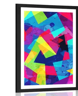 Pop art Plakát s paspartou geometrický vzor s grunge efektem