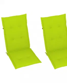 Zahradní židle Zahradní židle 2 ks teak / látka Dekorhome Světle zelená