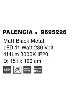 Designová závěsná svítidla NOVA LUCE závěsné svítidlo PALENCIA matný černý kov LED 11W 230V 3000K IP20 9695226