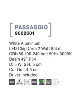 Vestavná svítidla do stěny NOVA LUCE venkovní zapuštěné svítidlo do zdi PASSAGGIO bílý hliník LED Chip Cree 2W 100-240V 3000K 49st. IP54 vč. driveru 9002601