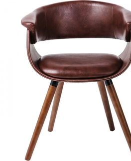 Jídelní židle KARE Design Nugátově hnědá polstrovaná židle s područkami Monaco