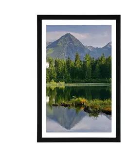 Příroda Plakát s paspartou nádherné panorama hor u jezera