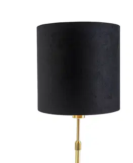 Stolni lampy Stolní lampa zlatá / mosazná s černým sametovým odstínem 25 cm - Parte