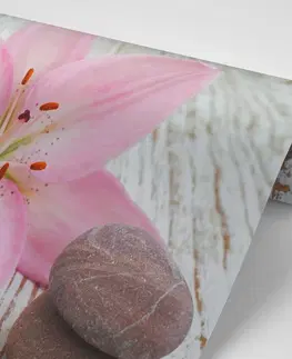 Samolepící tapety Samolepící fototapeta růžová lilie a Zen kameny