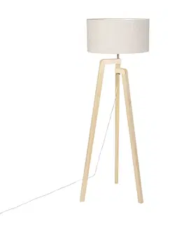 Stojaci lampy Stojací lampa stativ dřevo s odstínem pepře 50 cm - Puros