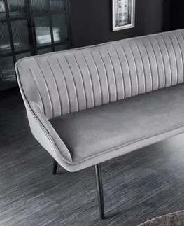 Stylové a luxusní lavice Estila Moderní lavice Vittel v šedém provedení z mikrovlákna s černými nožičkami 160cm