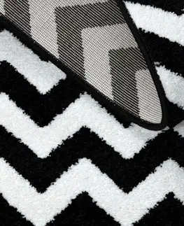 Koberce a koberečky Dywany Lusczow Kusový koberec SKETCH ALEX bílý/ černý - cikcak, velikost 80x150