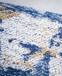 Koberce LuxD Designový kulatý koberec Rowan 150 cm béžovo-modrý