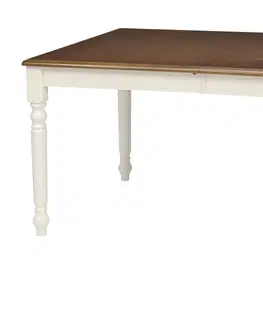 Designové a luxusní jídelní stoly Estila Provence rozkládací jídelní stůl Felicita ze dřeva hnědo-bílé barvy s vyřezávanýma nohama 150-194cm