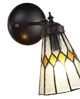 Svítidla Nástěnná Tiffany lampa žluté detaily YelloRhom - 17*12*23 cm E14/max 1*40W Clayre & Eef 5LL-6203