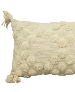 Dekorační polštáře Béžový bavlněný polštář se střapci Kissen - 50*30cm Exner 241010