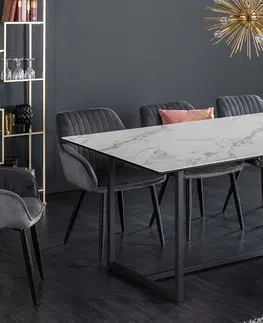 Jídelní stoly LuxD Keramický jídelní stůl Sloane 200 cm bílý mramor